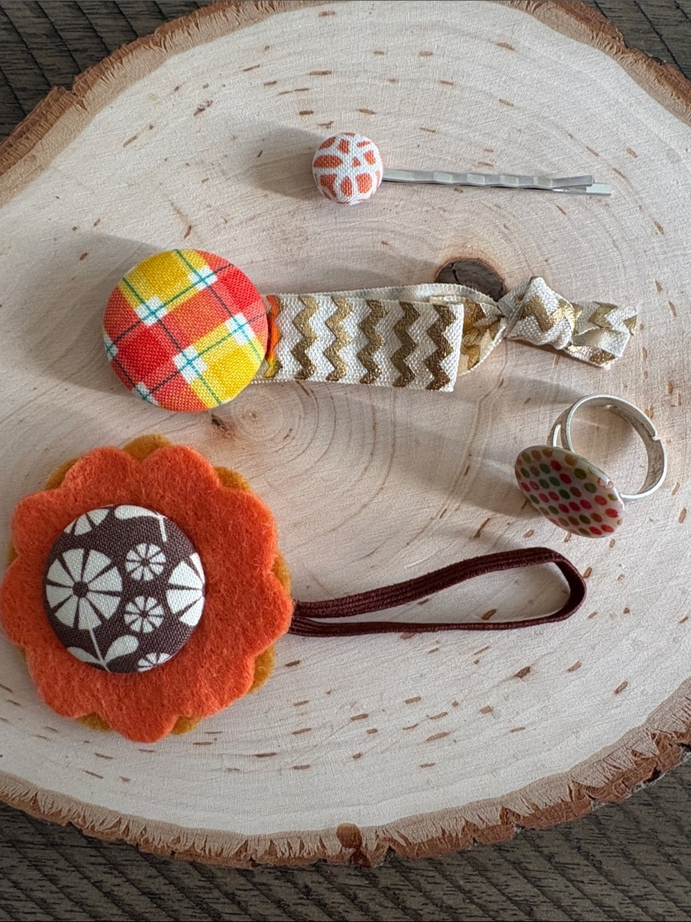Orange Flower Hair Tie & Mixed Accessory Set